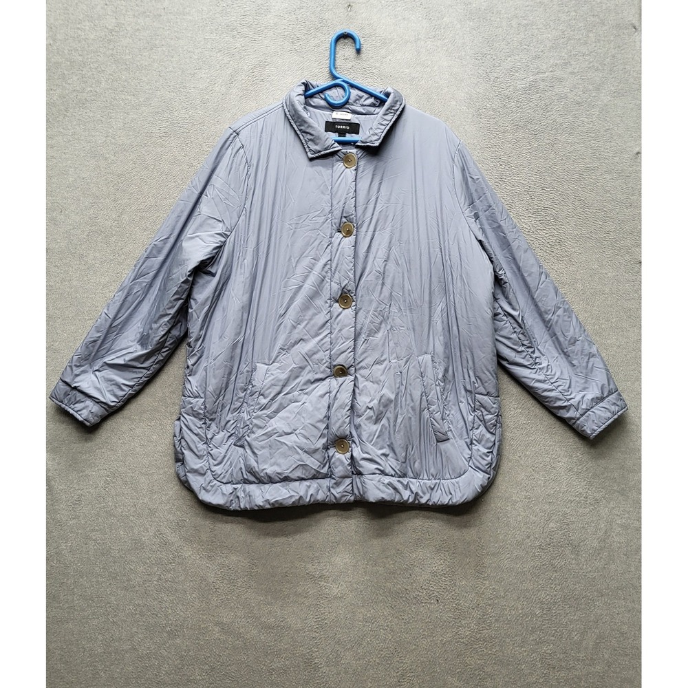 Torrid Women Jacket 1 Gray Puffer Shacket Coat Lightweight Poly Fill